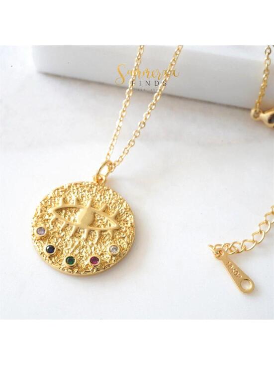 Anthropologie Jewelry - Anthropologie Evil Eye Talisman Medallion Necklace